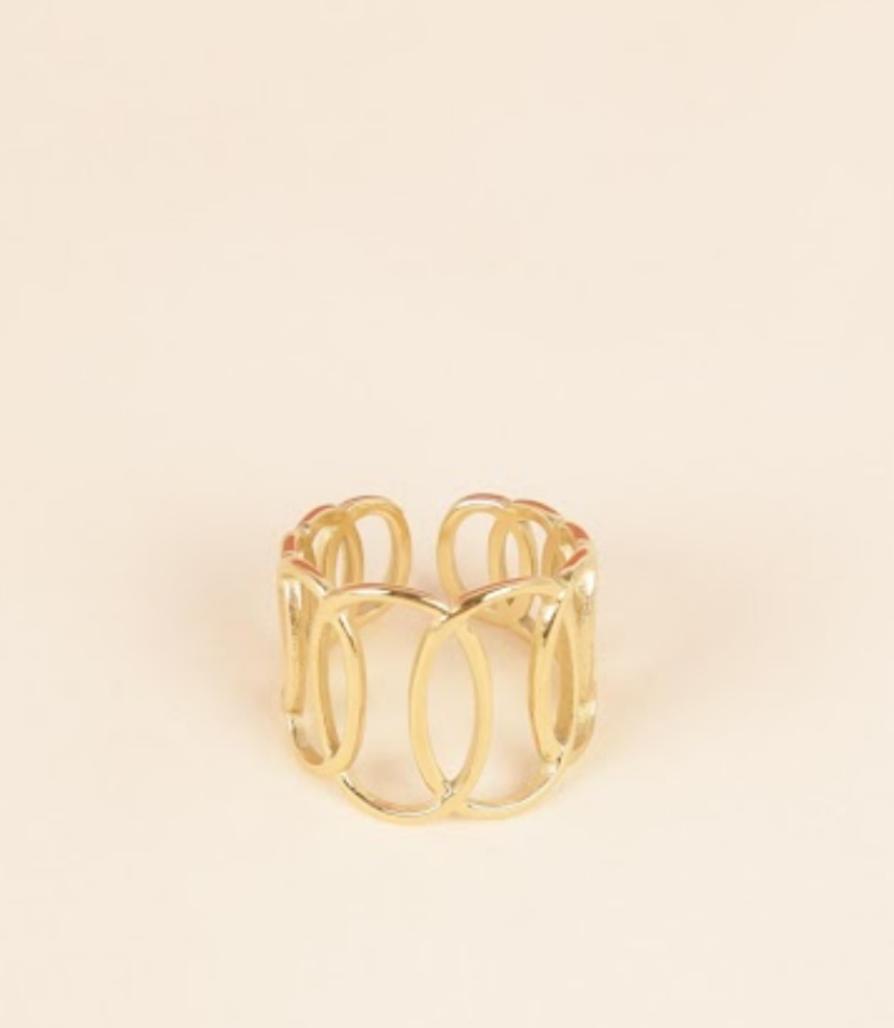 Bague ajustable doré avec des cercles en croisés
