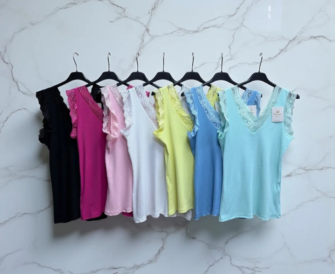 Débardeur Cotelé Dentelle