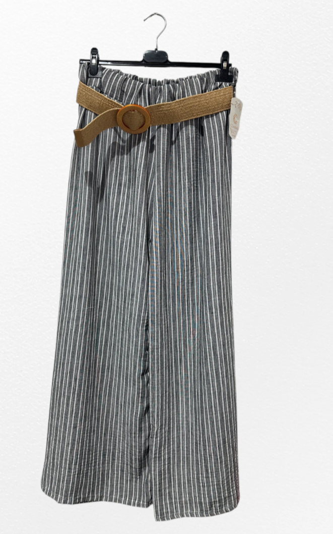 Pantalon À Rayure Avec Ceinture