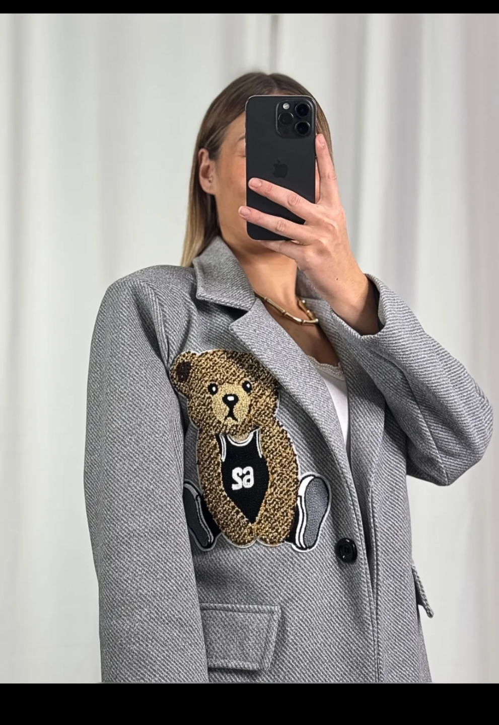 veste blazer avec écusson ourson matière