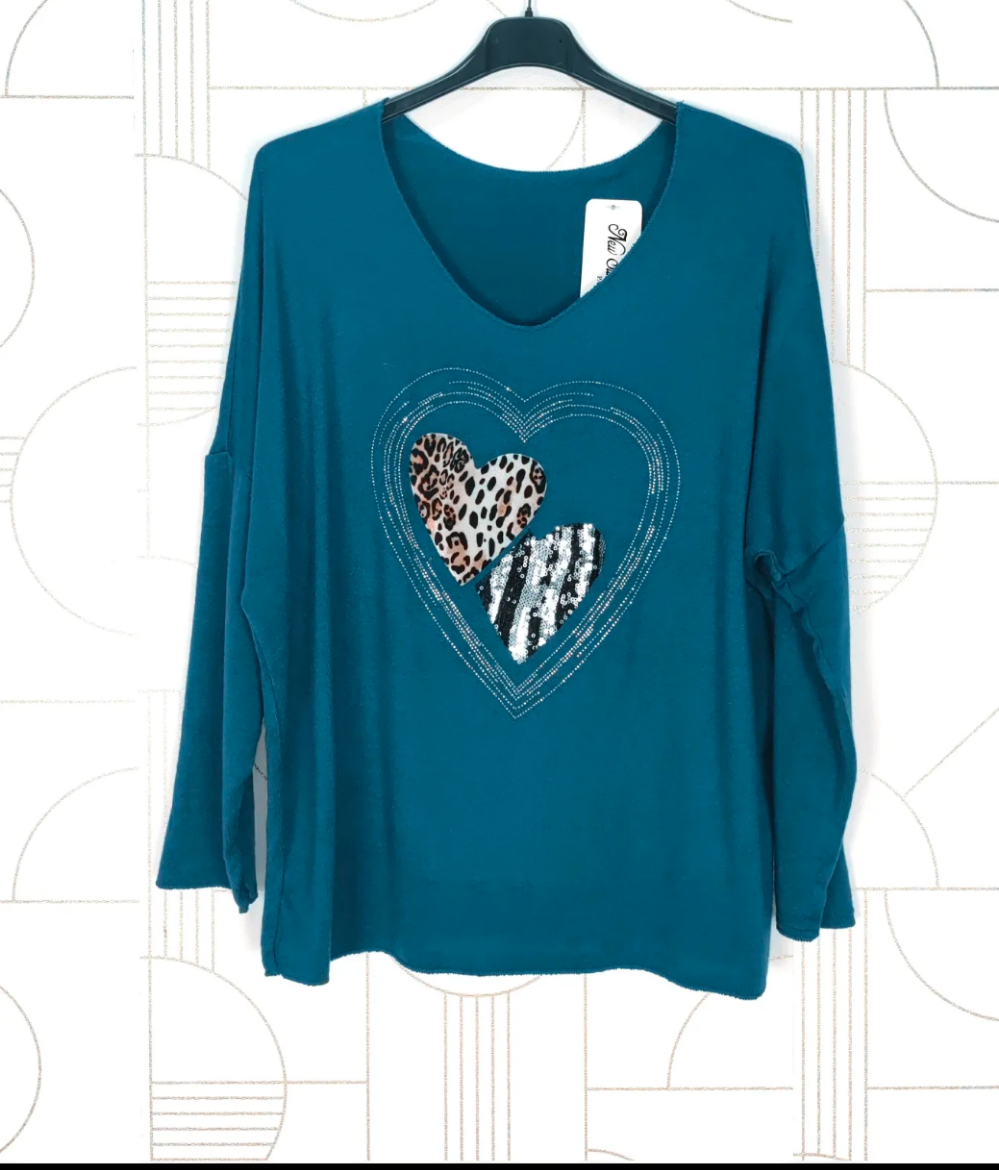 Pull fin coeur