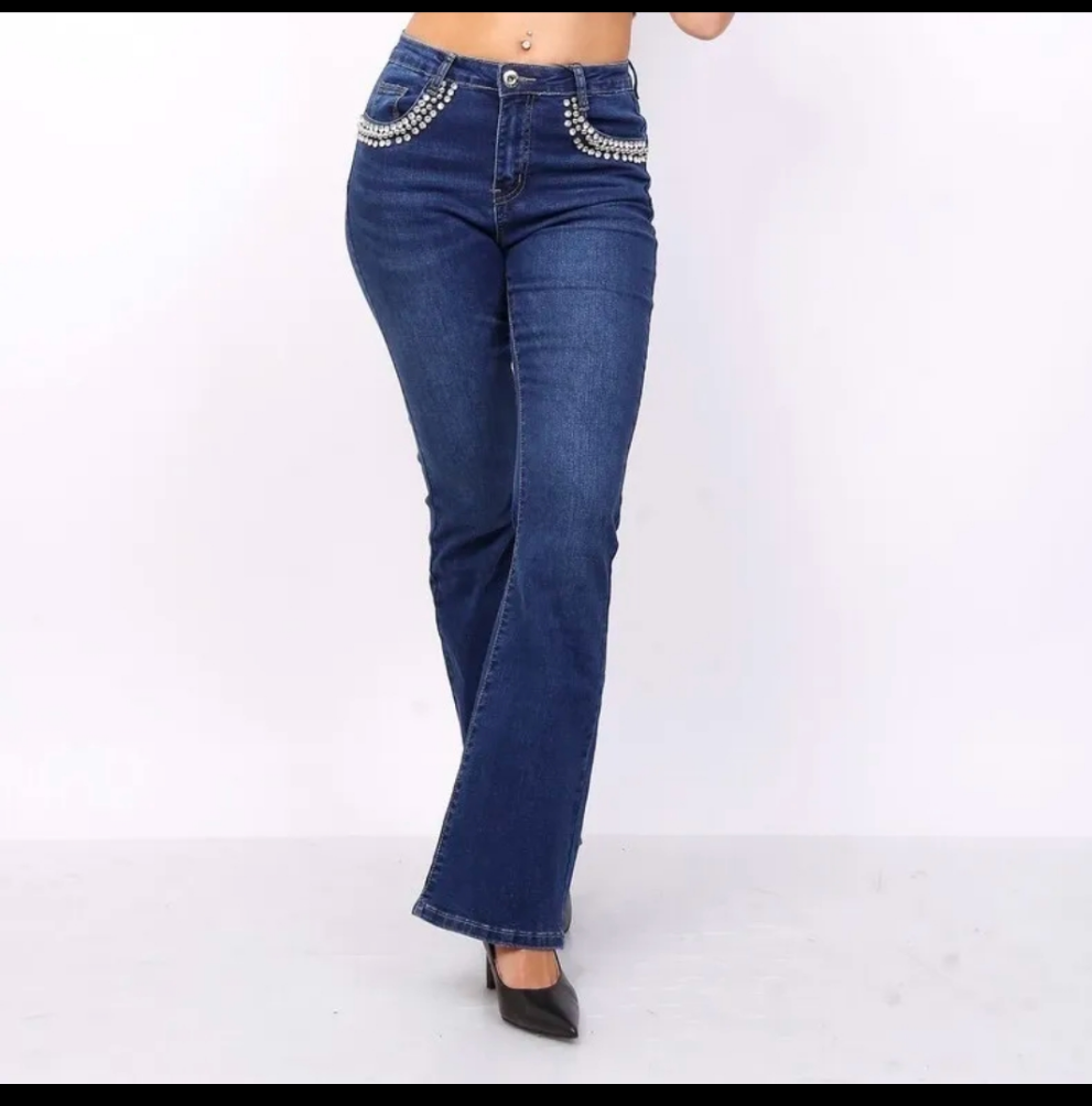Jean flare strass