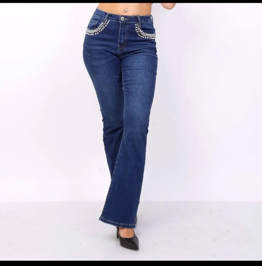 Jean flare strass
