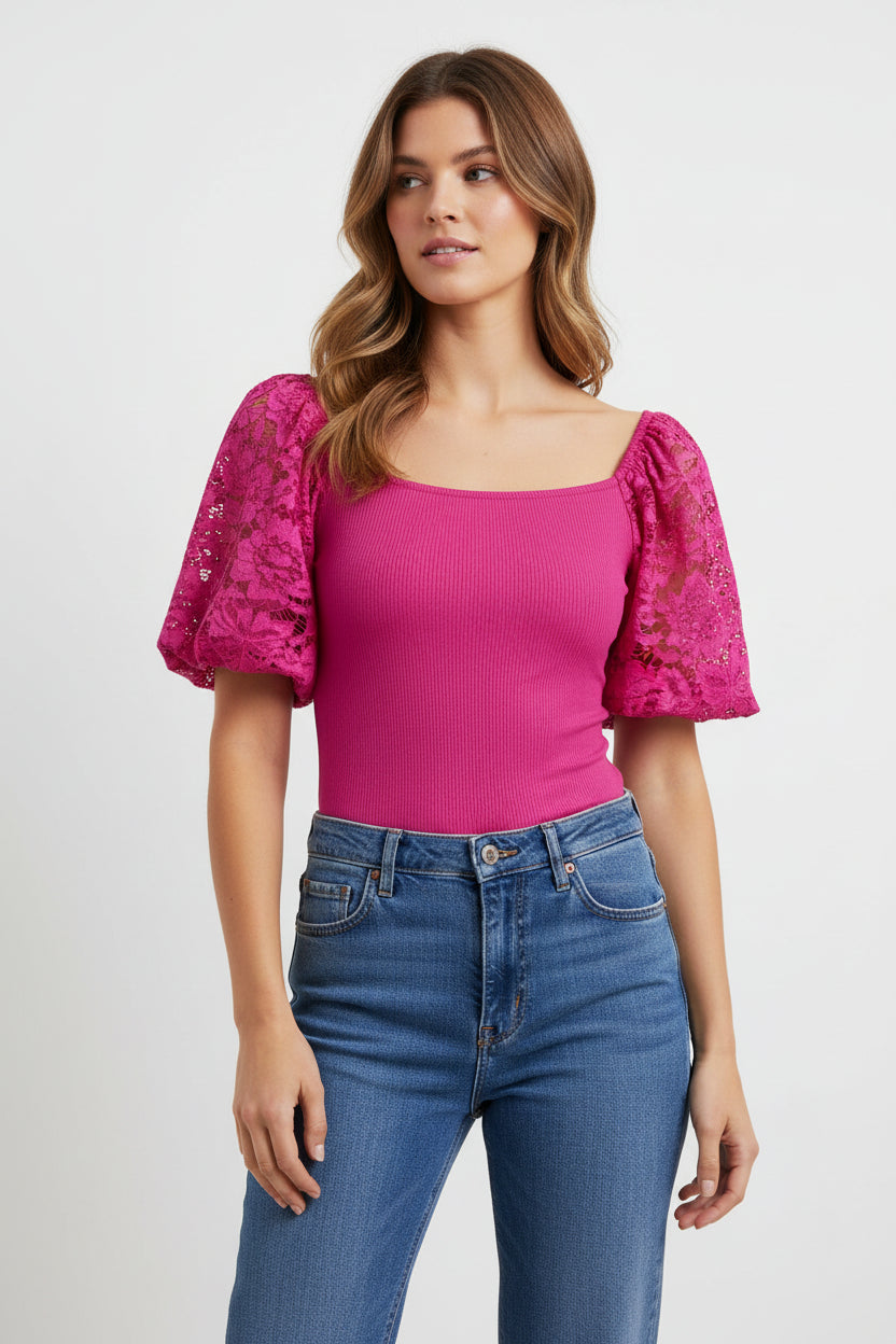 Body manches dentelle