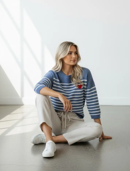 Pull manches courtes marinière