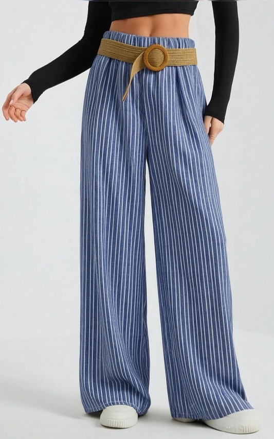 Pantalon À Rayure Avec Ceinture