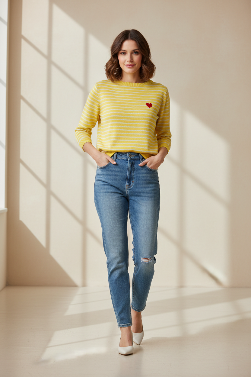 Pull manches courtes marinière