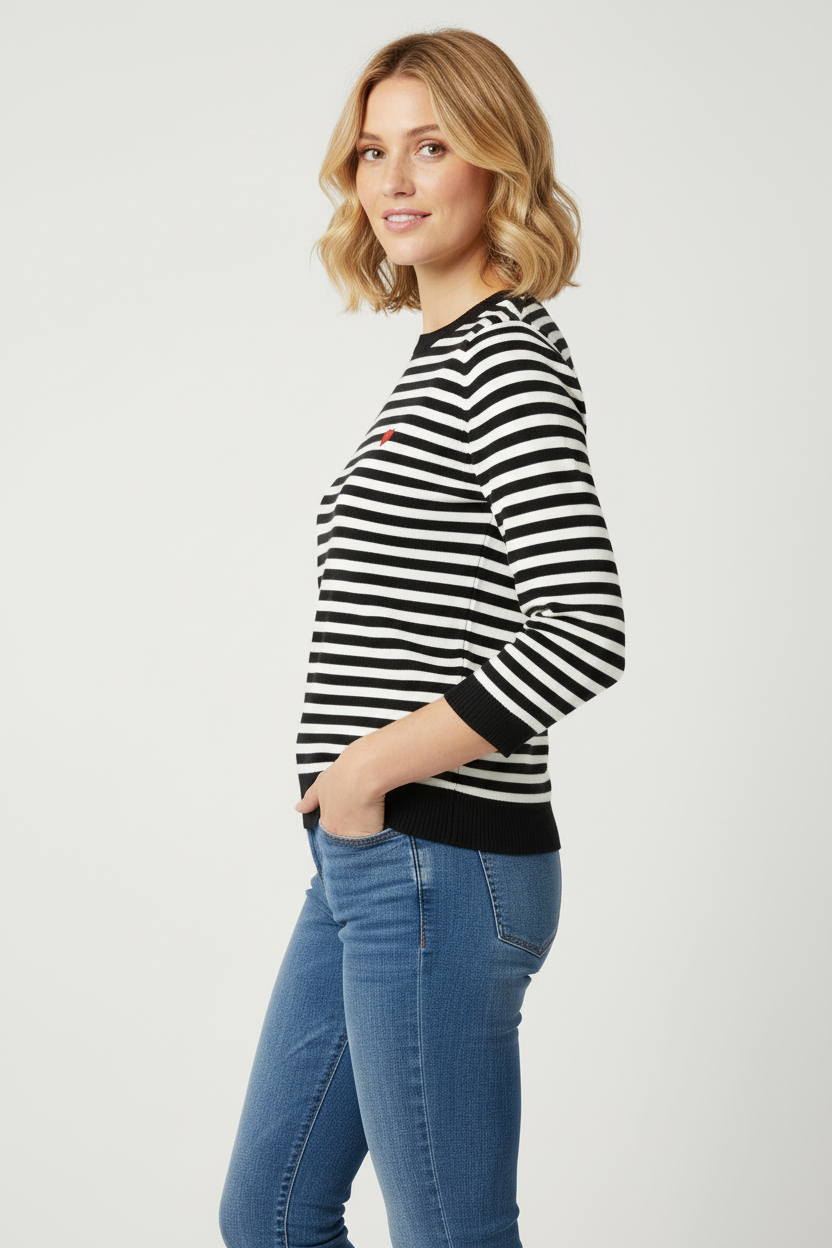 Pull manches courtes marinière