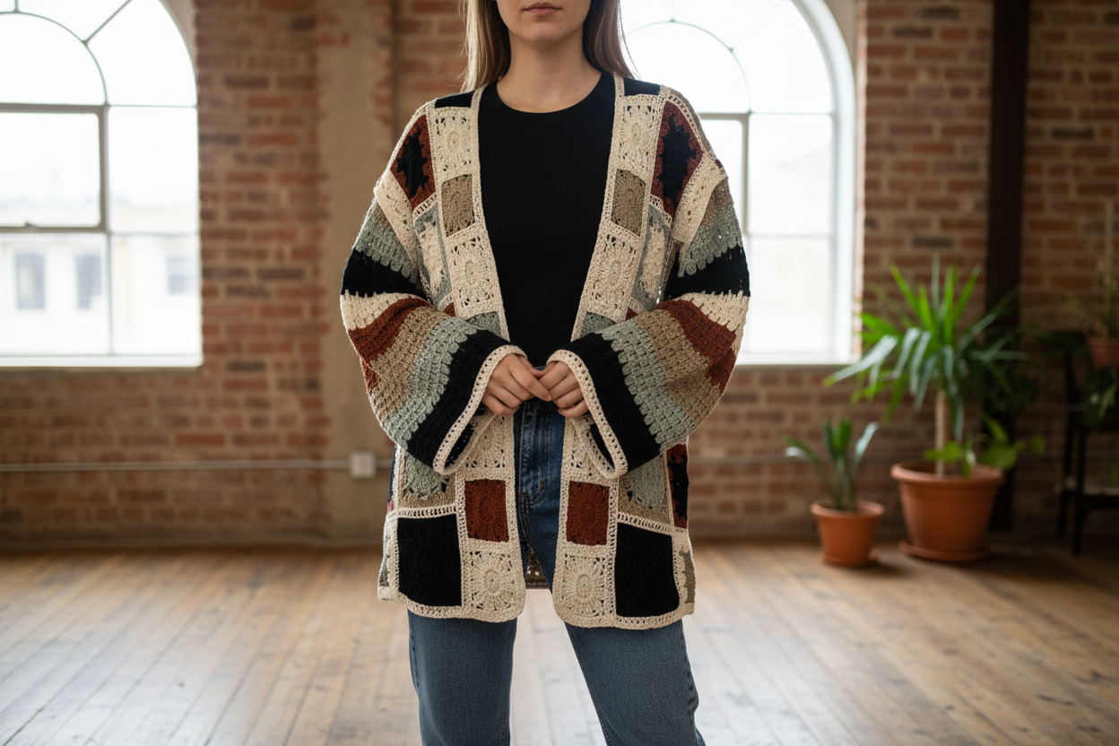 Gilet Crochet Macramé