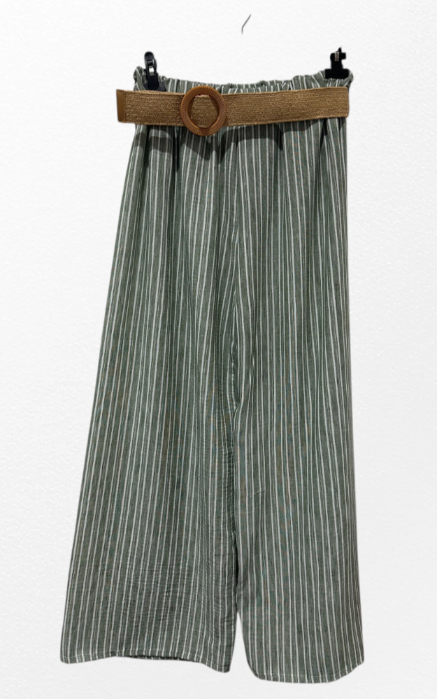 Pantalon À Rayure Avec Ceinture